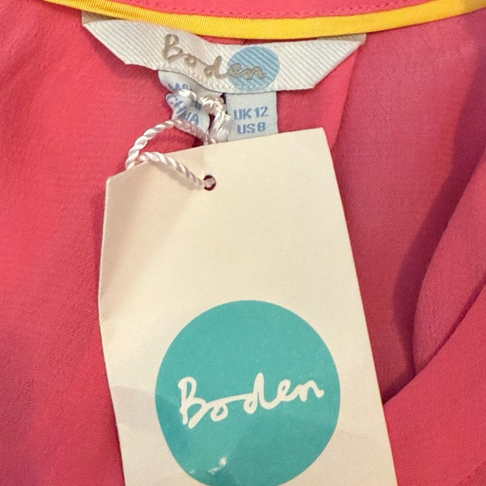 Boden Pink Pleated Top with Flutter Sleeves - Picture 9 of 11